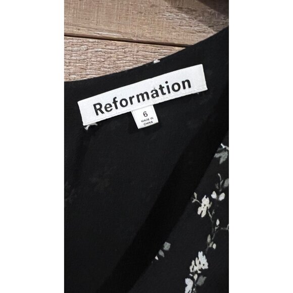 NEW REFORMATION Baden black Floral Print Maxi SIZE 6 - Picture 6 of 10
